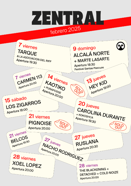 Sala Zentral Pamplona ¡Programación Febrero 2025! ¡Entradas!