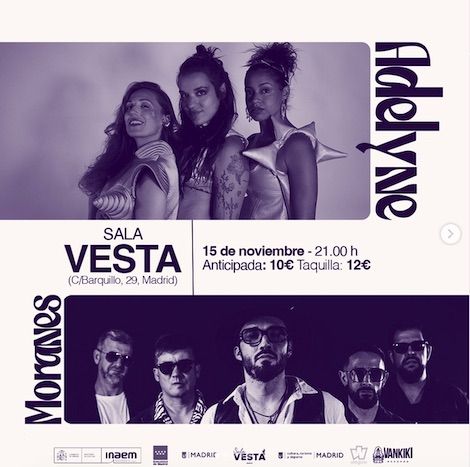 15 de Noviembre: Concierto de Adelyne + Moranes en Madrid (Sala Vesta)