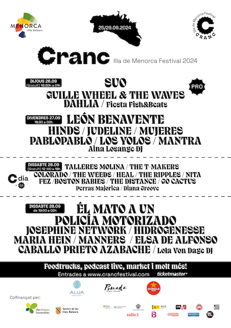 Cranc Illa de Menorca Festival 2024 ¡Venta de entradas y cartel completo!