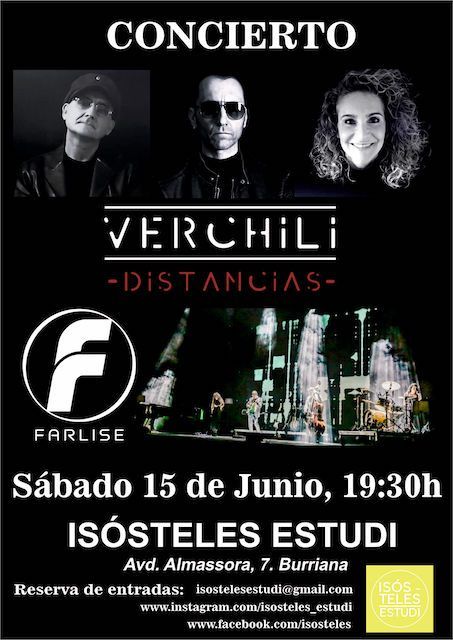 Sábado 15 de Junio | Verchili (formato trío) en concierto en la sala Isósteles Estudi de Burriana (Castellón)