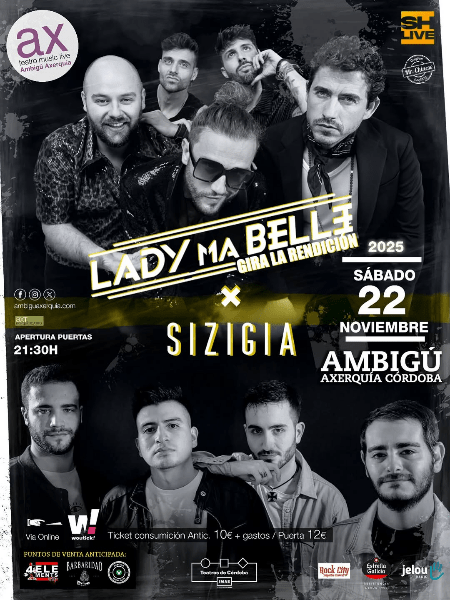 Sizigia en concierto: 22 Noviembre, Sala Ambigú Axerquía (Córdoba) + Lady Ma Belle