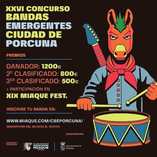 Concurso de Bandas Emergentes «Ciudad de Porcuna 2023»: ¡Inscripciones abiertas!