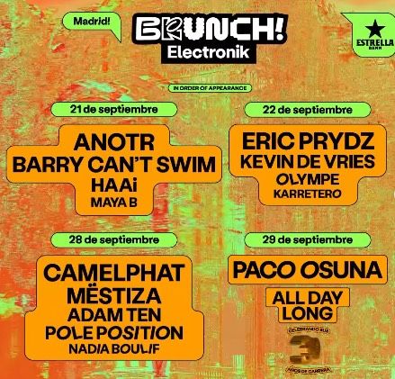 Brunch Electronik Madrid 2024 ¡Venta de entradas y cartel!